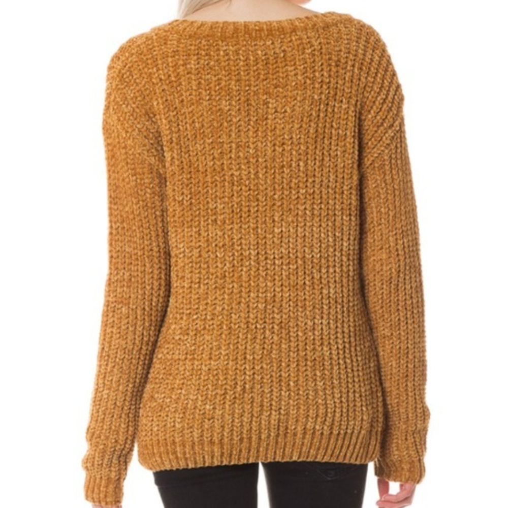 Chenille Mustard Sweater - Picture 3 of 4